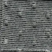 Gray knit fabric with horizontal ribbing and light gray spots, displaying a subtle sheen and fuzzy texture; label reads “swan > fabric (super) > super 238”.